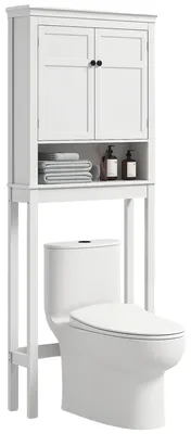 Image de Armoire de rangement pour salle de bains, étagères réglables, design moderne, BLANC