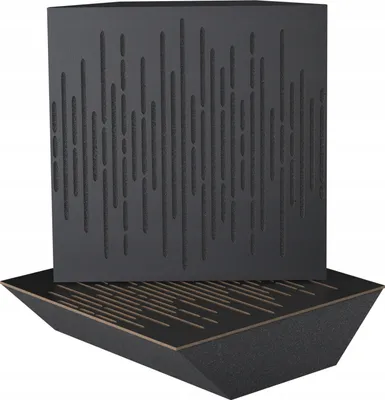 Zdjęcie produktu dla 2-częściowa narożna akustyczna pułapka basowa do studia nagraniowego |WAVE 50x50x10cm | pochłanianie i rozpraszanie | kolor: czarny