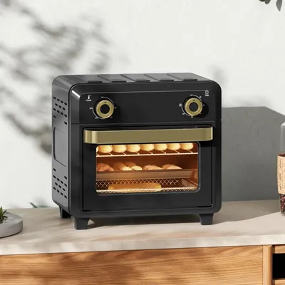 Produktbild von Minibackofen mit Umluft und Timer 10L Heißluftfritteuse Multifunktionsofen Airfryer Schwarz