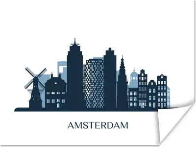 Produktbild von MuchoWow® Poster Skyline - Illustration - Amsterdam 160x120 cm - Foto Plakat
