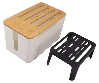 Produktbild von Router Aufbewahrungsbox mit Bambusdeckel und Kabelorganizer