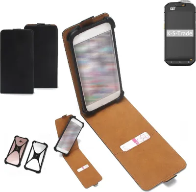 Produktbild von K-S-Trade Handyhülle Schutzhülle kompatibel mit Cat S60 Case Cover Flip Style Bumper schwarz 1x