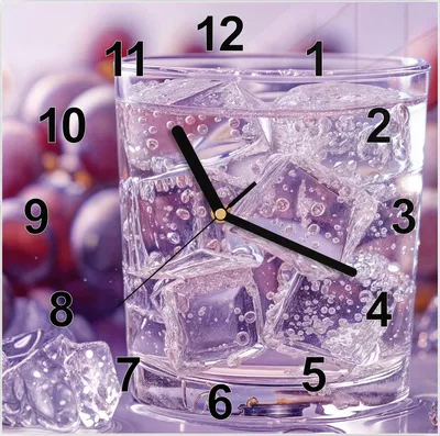 Produktbild von Wanduhr aus Glas mit Motiv Traubeneisgetränk- 30 x 30 cm - inkl. Aufhängesystem