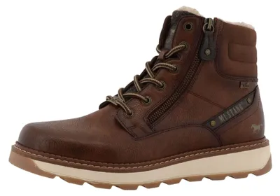 Productafbeelding van Mustang heren enkellaars met profielzool, veterschoen, model 15M0131003, maat: 42 EU, kleur: bruin
