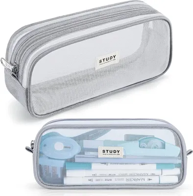Obrázek produktu pro Pouzdro na tužky Teenage Girls Pencil Case Barevné pouzdro na tužky Průhledné pouzdro na tužky Grey