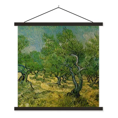 Produktbild von MuchoWow® Textilposter Olivenhain - Vincent van Gogh 120x120 cm mit schwarzem Rahmen - Aufhängungsset