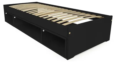 Produktbild von Bett mit Stauraum Maël 90x200 - Schwarz