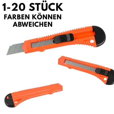 Produktbild von Cuttermesser 18mm 10 Stück Kunststoff Profi Teppichmesser Paketmesser Cutter Kartonmesser Druckguss