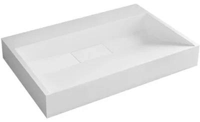Zdjęcie produktu dla Umywalka z marmuru Vita – montaż na ścianie lub na blacie – biały, połysk – 70x46 cm