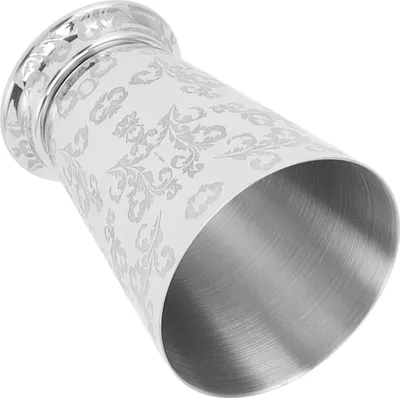 Imagen del producto de Vaso para cócteles de acero inoxidable 304, acabado plateado, estilo "Moscow Mule", ideal para bares y hogares, con diseño de hojas grabado