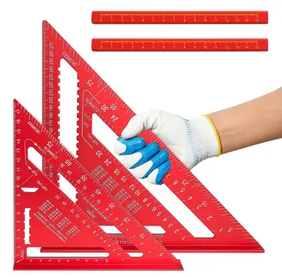 Imagen del producto de Juego de escuadras de metal, de 18 cm y 30 cm, con ángulos de 45° y 90°, para trabajos de carpintería