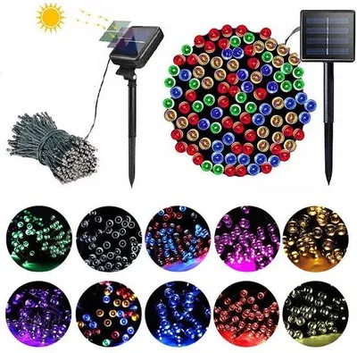 Image de Guirlandes lumineuses LED solaires pour l'extérieur, luminaires d'extérieur, décoration d'extérieur, éclairage d'extérieur - Multicolores