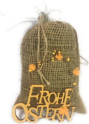 Produktbild von 3er Set Ostergras Spreewald-Heu-Stroh 150g, Jutesack, Osterdeko Frohe Ostern