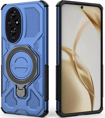 Produktbild von Robuste Handyhülle für Honor 200 mit Ringhalter Ständer Stoßfest, Magnetisch, Dual-Layer Schutz Blau