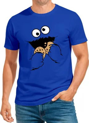 Produktbild von Herren T-Shirt Krümelmonster Keks Cookie Monster Fasching Karneval Kostüm Moonworks®