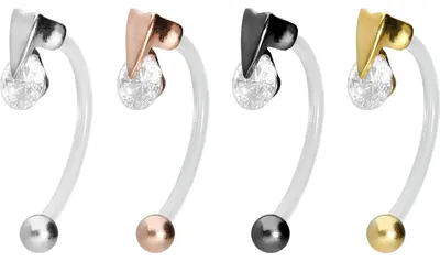 Produktbild von Bauchnabelpiercing PMFK Bananabell mit Chirurgenstahl-Design HERZ + KRISTALL