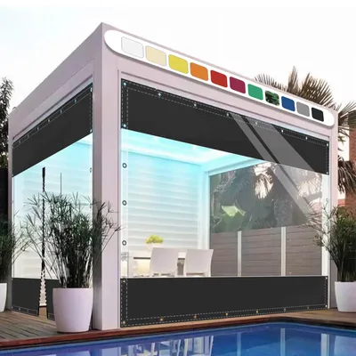 Zdjęcie produktu dla Przezroczysta plandeka do pawilonu, plandeka ogrodowa z oczkami, PVC, 2 x 3 m