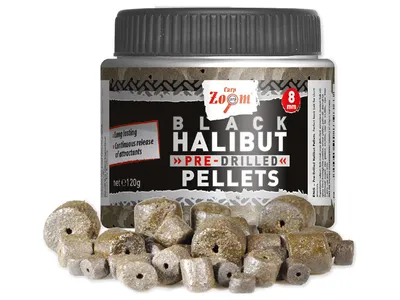 Obrázek produktu pro Carp Zoom pelety s dírou Black Halibut Pellets 120g Průměr: 15mm