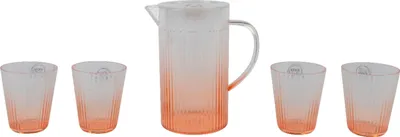 Produktbild von Trinkgläser mit Kanne Kunststoff 5er Set Transparent / Orange