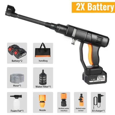 Produktbild von Kabelloser Hochdruckreiniger - Hand Waschpistole - 1800 W 200 bar - Für 21 V Akku - 2 Akkus enthalten - Ohne Wasserschlauch