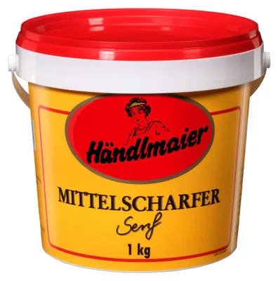 Zdjęcie produktu dla Händlmaier średnio ostra musztarda dla gastronomii w wiaderku wegańskim 1kg