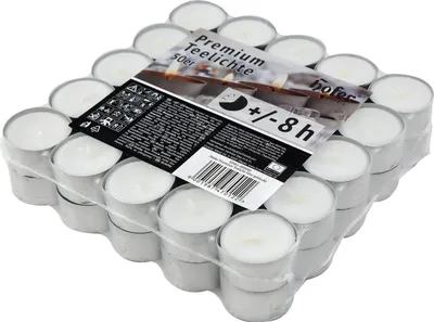 Immagine prodotto di HOFER tea lights 450 pezzi bianchi - 38 mm - 8h di autonomia, senza profumo, senza gocciolamento