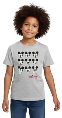 Produktbild von Mickey & Minnie Mickey Mouse Gesichtsausdrücke Kinder T-Shirt, 98/104 (3-4 Jahre), Grau meliert