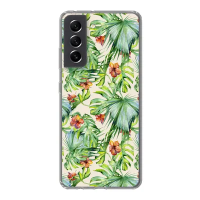 Produktbild von MuchoWow® Handyhülle Schutzhülle Hülle für Samsung Galaxy S21 FE Blume - Blatt - Muster Silikon Softcase Handy Hülle - Mobiltelefonhülle