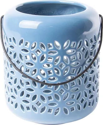 Produktbild von Esschert Design Windlicht L Blau mittel Ø 11 cm