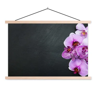 Produktbild von MuchoWow® Textilposter Orchidee - Blumen - Rosa - Flora 120x80 cm mit holzfarbenen Rahmen - Aufhängeset