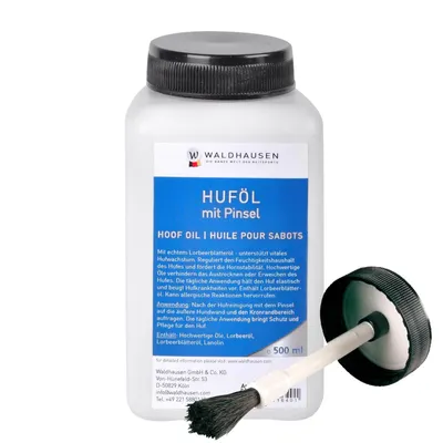 Produktbild von Waldhausen Huföl mit Lorbeeröl, mit Pinsel, 500 ml