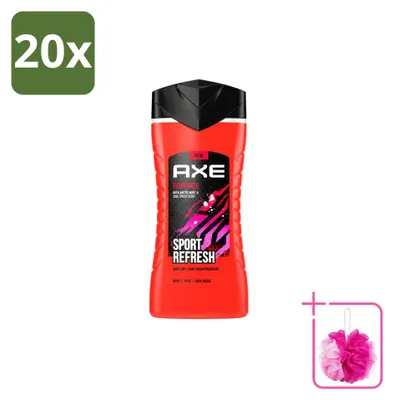 Imagen del producto de 20 unidades de gel de ducha refrescante AXE Sport, 250 ml cada uno. Paquete económico