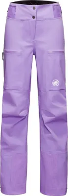 Lila Mammut Stoney HS Pants Women mit zwei Knöpfen am Bund und Logo auf dem linken Oberschenkel