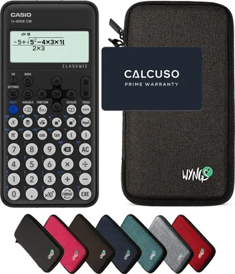 Produktbild von Casio fx-82DE CW ClassWiz inkl. WYNGS Schutztasche Dunkelgrau - Wissenschaftlicher Taschenrechner - Basic Set