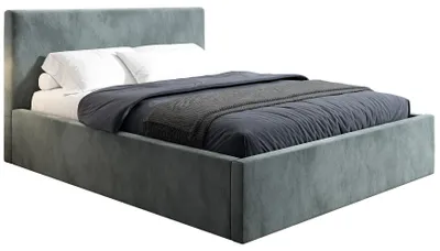 Produktbild von Polsterbett 140x200 cm - Dunkelgrau - mit Bettkasten - Doppelbett mit Stauraum - Bett mit Kopfteil - ENNA