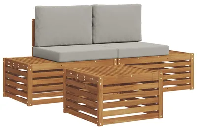 Immagine prodotto di Set divano da esterno vidaXL, colore naturale e grigio chiaro, 59 x 59 x 37 cm