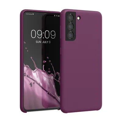 Produktbild von kwmobile Hülle kompatibel mit Samsung Galaxy S21 Hülle - Silikon Handy Case - Handyhülle weiche Oberfläche - kabelloses Laden - Bordeaux Violett