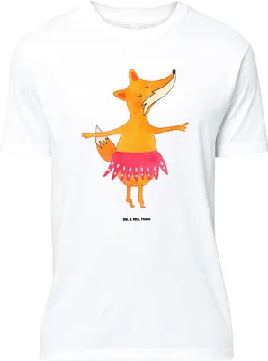 Produktbild von Mr. & Mrs. Panda Größe L T-Shirt Fuchs Ballerina - Weiß - Geschenk, Shirt, Party, Geburtstag, Tanzen, Tshirt, mit Spruch, Ballett