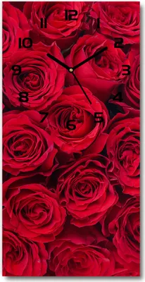 Produktbild von Wanduhr aus Glas – 30x60 cm - Glasbild - Glasuhr - Gehärtetes Glas -Rote Rose