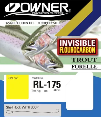 Produktbild von Owner Forellen Haken Fluorocarbon 150cm blau - 6 Forellenhaken, Gr./Durchmesser/Tragkraft:Gr. 12 /3.7kg /0.20mm