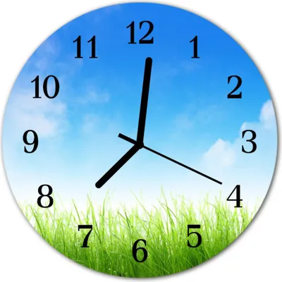 Immagine prodotto di Orologio da parete in vetro, per cucina, vetro vero, 30 cm, verde erba e blu