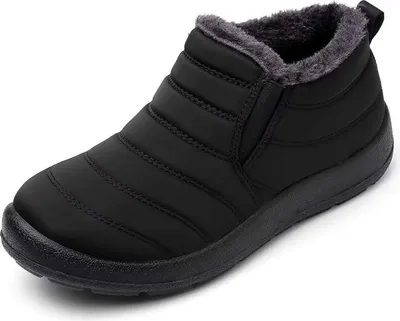Image de Scecocrs Bottes de neige pour femmes Chaussures d'hiver Bottines chaudes Imperméables Noir 42