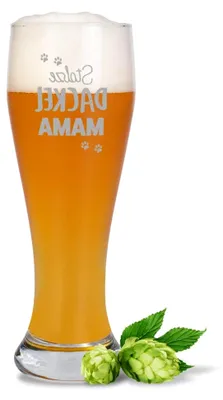 Produktbild von Weizenbierglas mit Gravur "Stolze Dackel Mama"