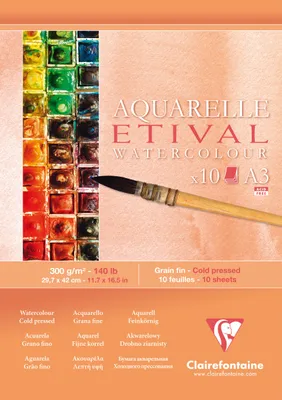 Produktbild von Clairefontaine Künstlerblock Aquarelle ETIVAL DIN A3 10 Blatt