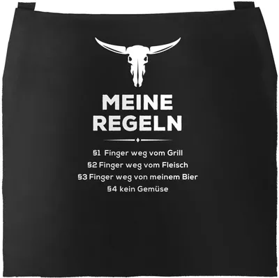 Produktbild von Grill-Schürze mit Spruch Meine Grill-Regeln Moonworks® schwarz unisize