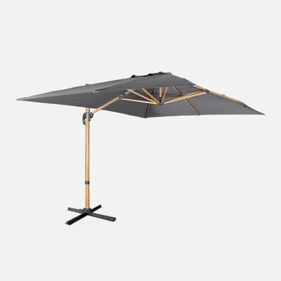 Immagine prodotto di Ombrellone rettangolare asta effetto legno, 3x4m, Grigio