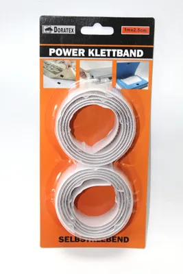 Produktbild von Klettband selbstklebend extra Stark Set Hakenband 1 m x 25 mm weiss