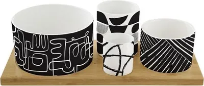 Image de Set Apéritif Graphiti Design Moderne, Plateau Bambou - Easy Life