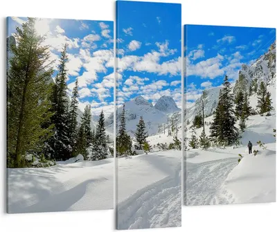 Produktbild von Bild auf Leinwand - Leinwandbild - Tal Wolken Lawine Sport - 95x80cm - Wand Bild - Wanddeko - Leinwanddruck - Bilder - Kunstdruck - Wanddekoration - Leinwand bilder - Wandkunst - CB95x80-1436