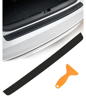 Image de Protection de seuil de chargement de coffre, en fibre de carbone 4D, auto-adhésive, pour voitures et camions